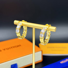 Louis Vuitton LV full diamond earrings round cut zircon earrings-3573