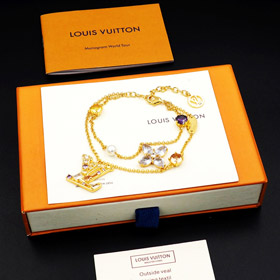 Louis Vuitton LV double metal chain inlaid diamond bracelet-3801